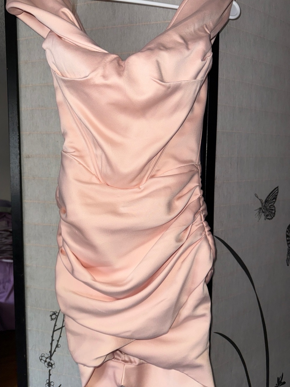 House of CB Blush Pink Ruched Mini Dress